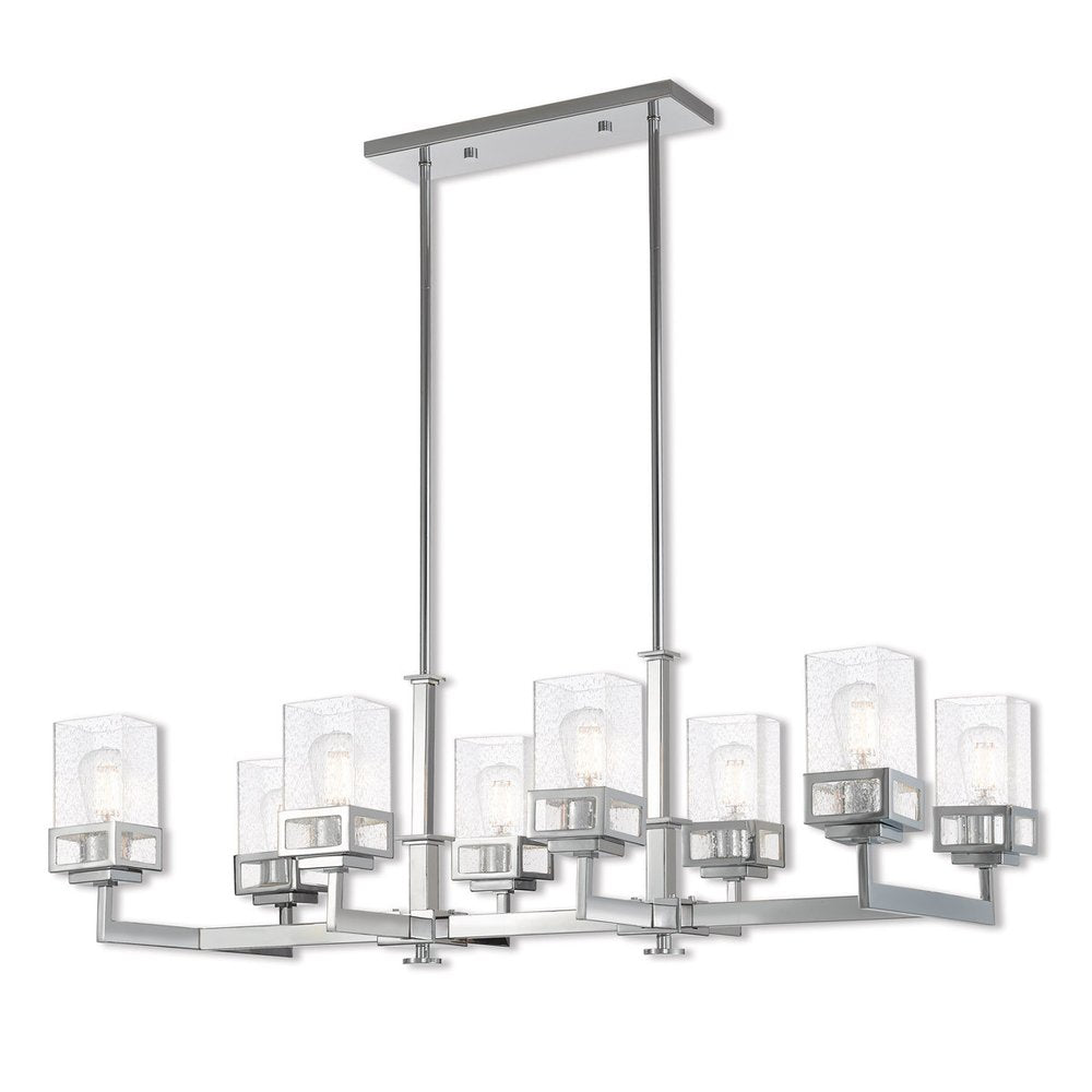Silver Eight Light Metal Dimmable Chandelier With Shades HomeRoots