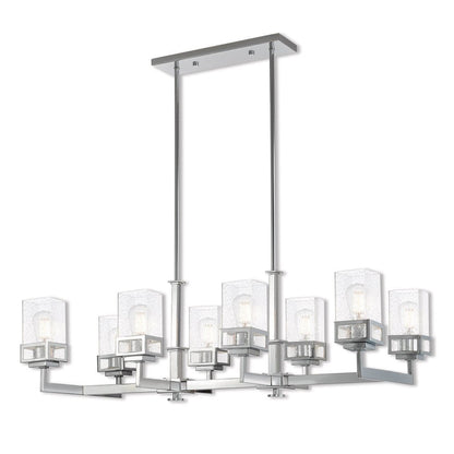 Silver Eight Light Metal Dimmable Chandelier With Shades HomeRoots