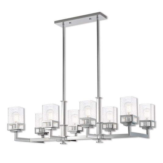 Silver Eight Light Metal Dimmable Chandelier With Shades HomeRoots