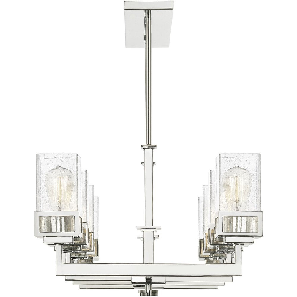 Silver Eight Light Metal Dimmable Chandelier With Shades HomeRoots