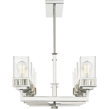 Silver Eight Light Metal Dimmable Chandelier With Shades HomeRoots