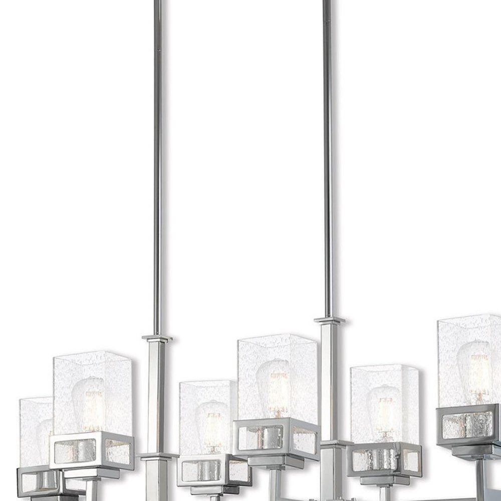 Silver Eight Light Metal Dimmable Chandelier With Shades HomeRoots