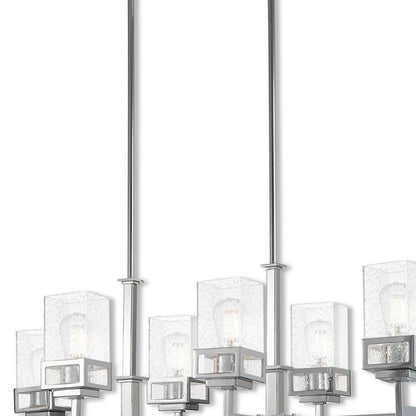 Silver Eight Light Metal Dimmable Chandelier With Shades HomeRoots