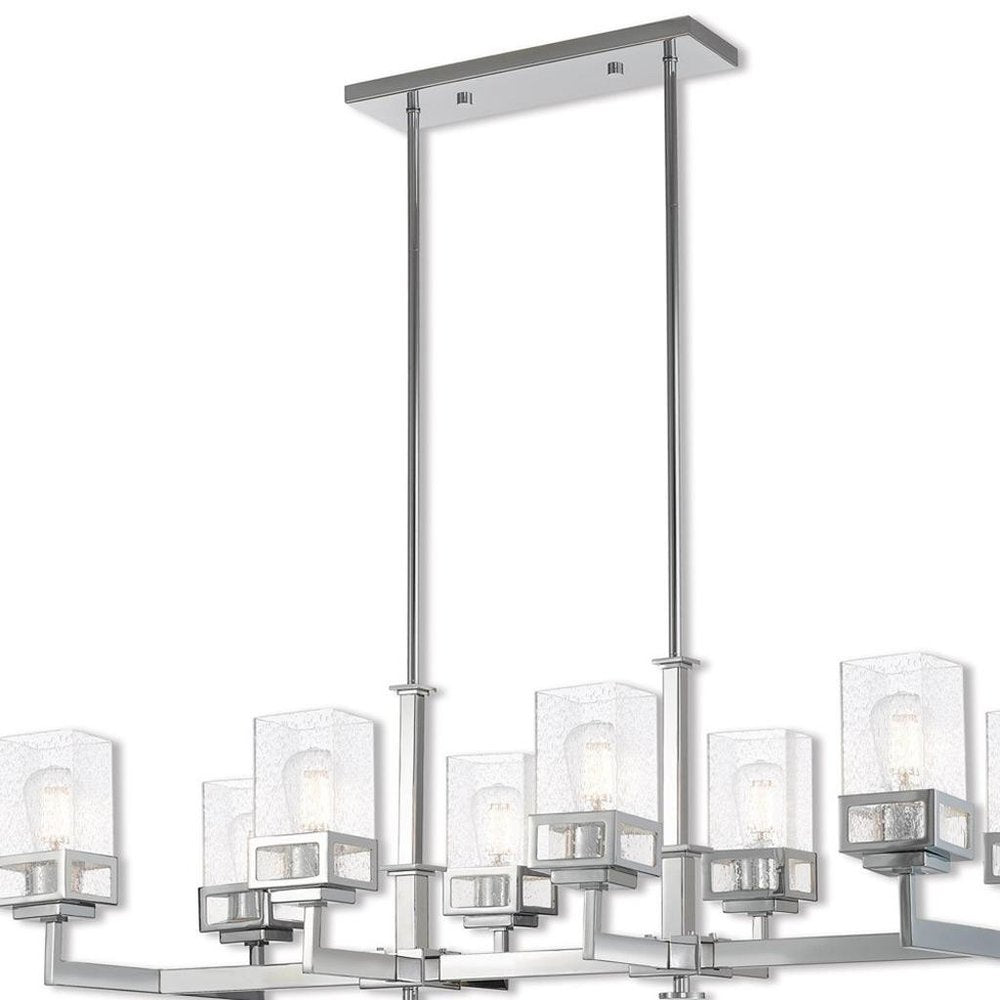 Silver Eight Light Metal Dimmable Chandelier With Shades HomeRoots