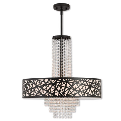 Bronze Five Light Metal Dimmable Chandelier With Shades HomeRoots