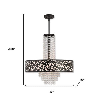 Bronze Five Light Metal Dimmable Chandelier With Shades HomeRoots