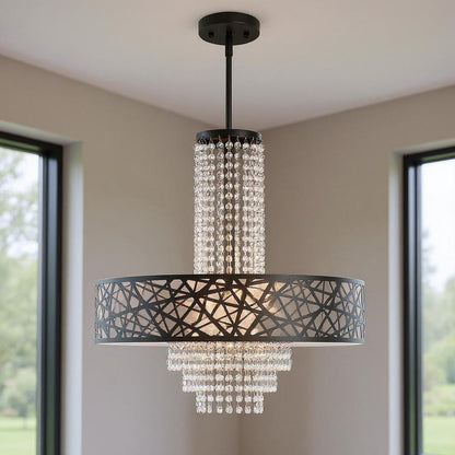 Bronze Five Light Metal Dimmable Chandelier With Shades HomeRoots