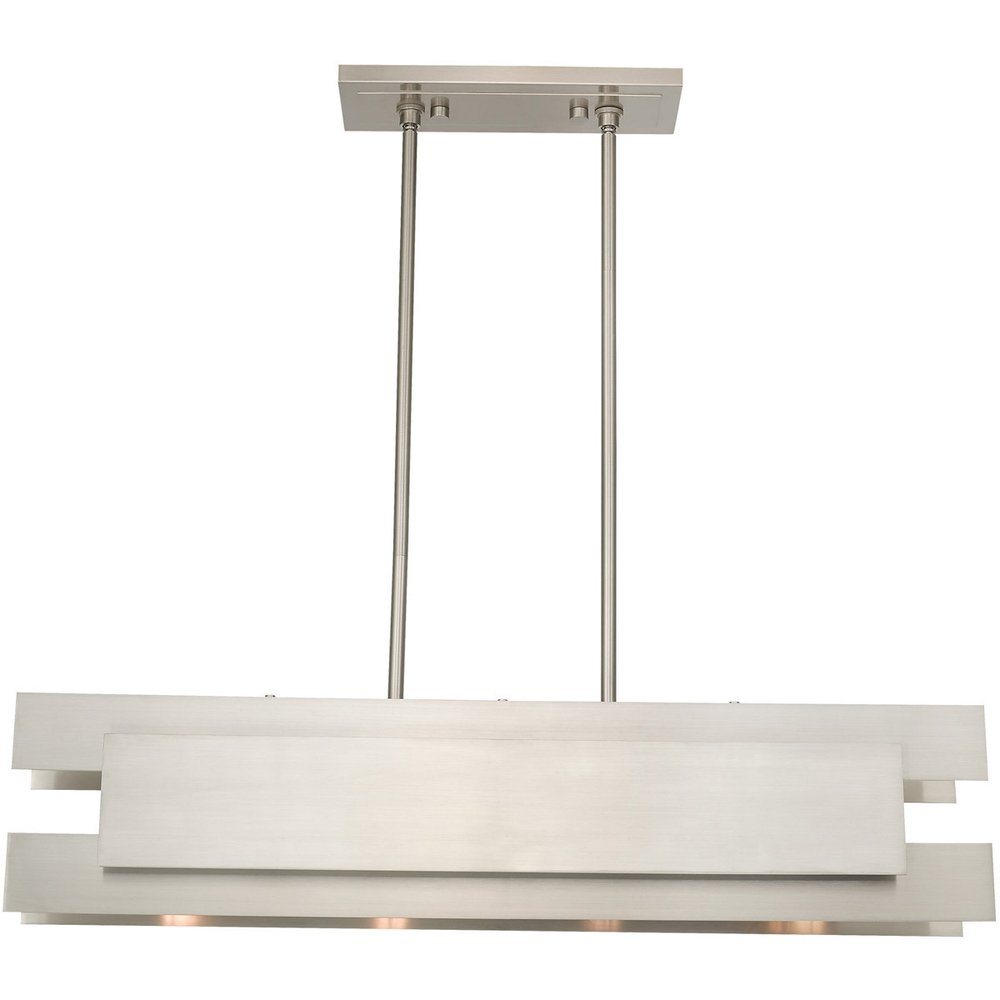 Nickel Four Light Metal Dimmable Chandelier With Shades HomeRoots