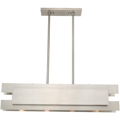 Nickel Four Light Metal Dimmable Chandelier With Shades HomeRoots