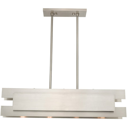 Nickel Four Light Metal Dimmable Chandelier With Shades HomeRoots
