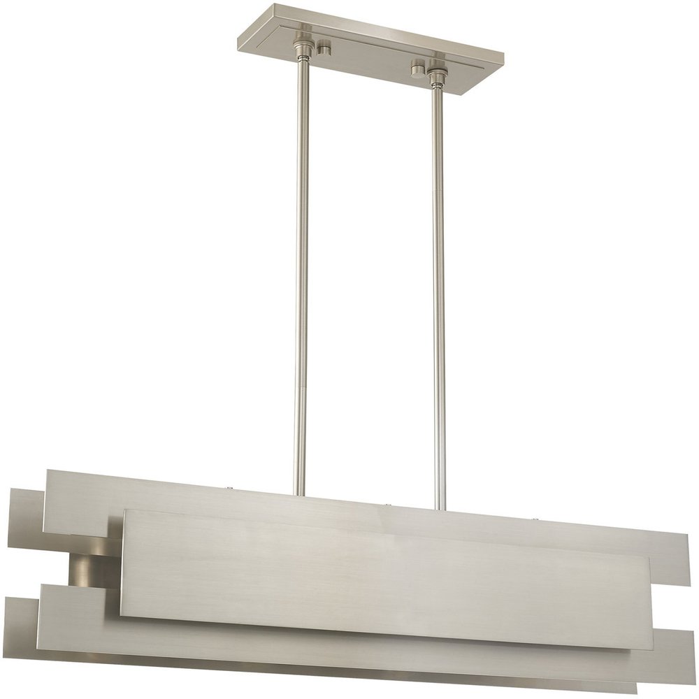 Nickel Four Light Metal Dimmable Chandelier With Shades HomeRoots
