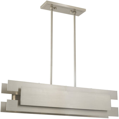 Nickel Four Light Metal Dimmable Chandelier With Shades HomeRoots