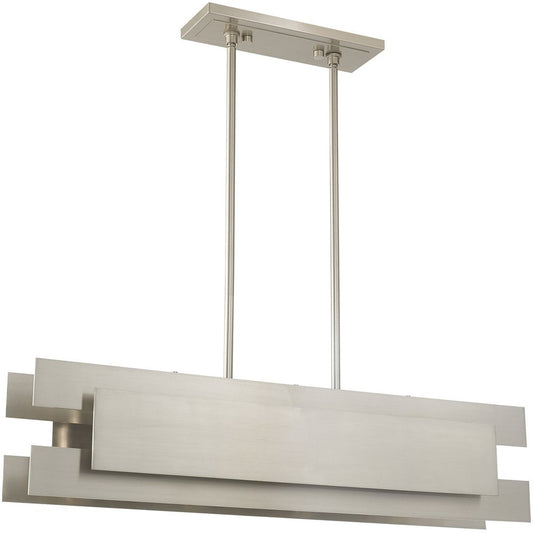 Nickel Four Light Metal Dimmable Chandelier With Shades HomeRoots