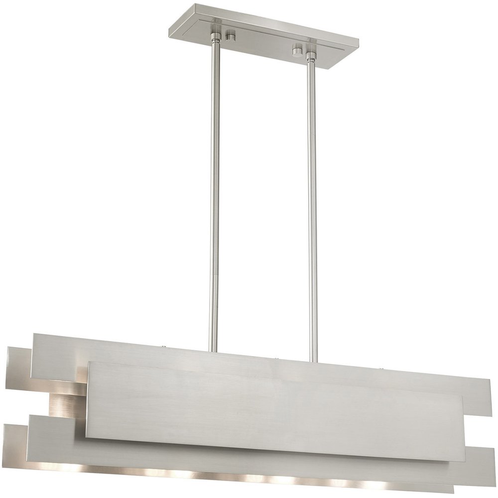 Nickel Four Light Metal Dimmable Chandelier With Shades HomeRoots