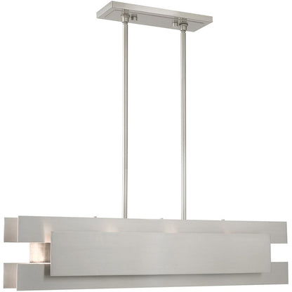 Nickel Four Light Metal Dimmable Chandelier With Shades HomeRoots