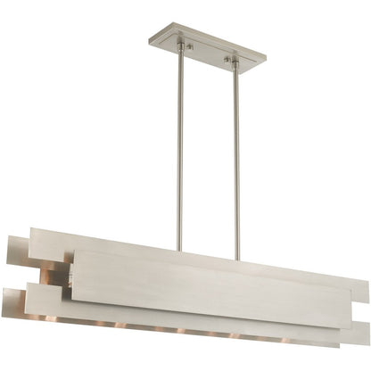 Nickel Five Light Metal Dimmable Chandelier With Shades HomeRoots