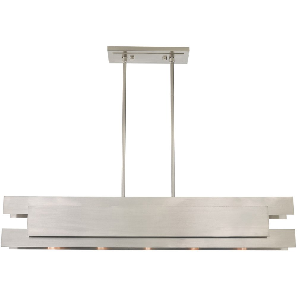 Nickel Five Light Metal Dimmable Chandelier With Shades HomeRoots