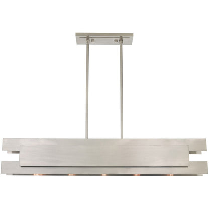 Nickel Five Light Metal Dimmable Chandelier With Shades HomeRoots