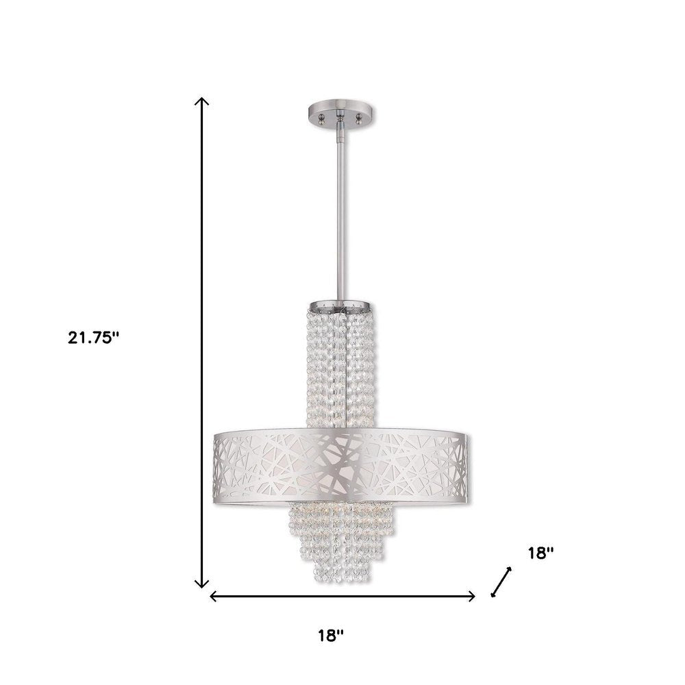 Silver Four Light Metal Dimmable Chandelier With Shades HomeRoots