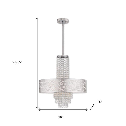 Silver Four Light Metal Dimmable Chandelier With Shades HomeRoots