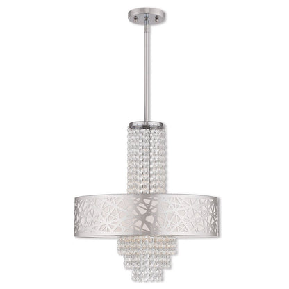 Silver Four Light Metal Dimmable Chandelier With Shades HomeRoots