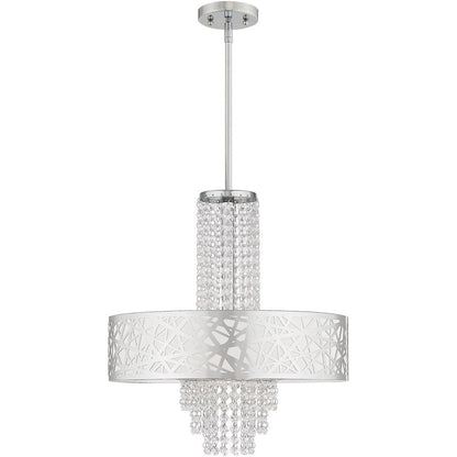 Silver Four Light Metal Dimmable Chandelier With Shades HomeRoots