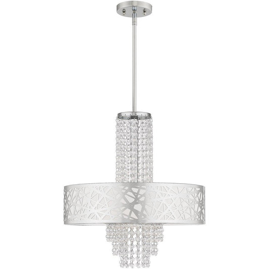 Silver Four Light Metal Dimmable Chandelier With Shades HomeRoots