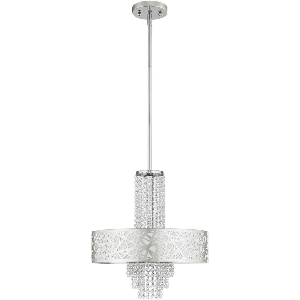 Silver Four Light Metal Dimmable Chandelier With Shades HomeRoots