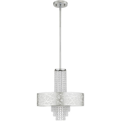 Silver Four Light Metal Dimmable Chandelier With Shades HomeRoots