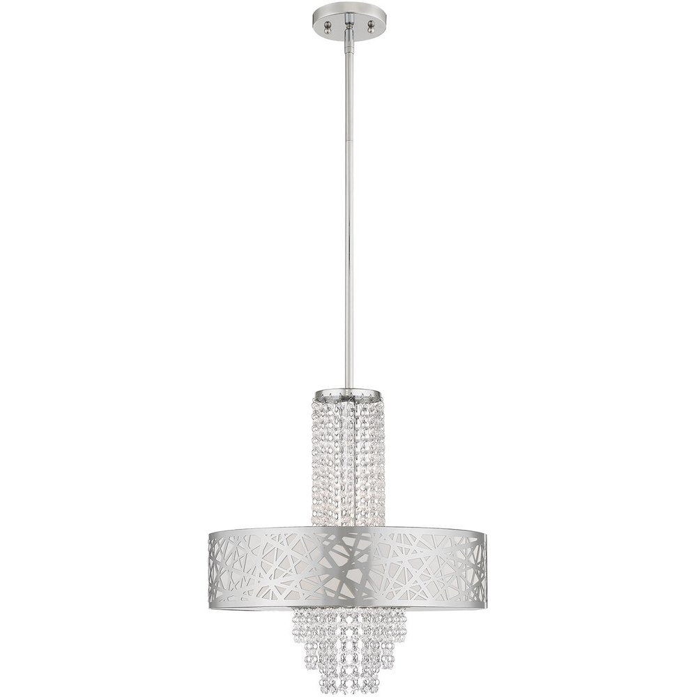 Silver Four Light Metal Dimmable Chandelier With Shades HomeRoots