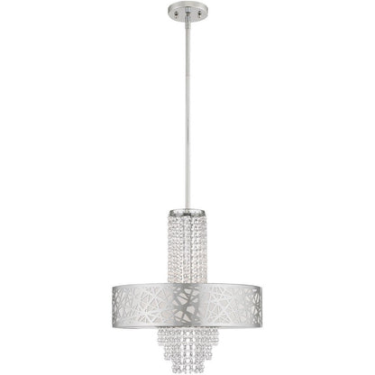 Silver Four Light Metal Dimmable Chandelier With Shades HomeRoots