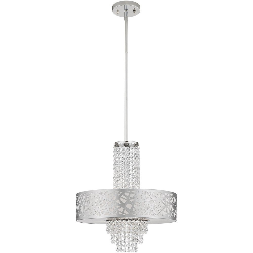 Silver Four Light Metal Dimmable Chandelier With Shades HomeRoots