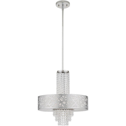 Silver Four Light Metal Dimmable Chandelier With Shades HomeRoots