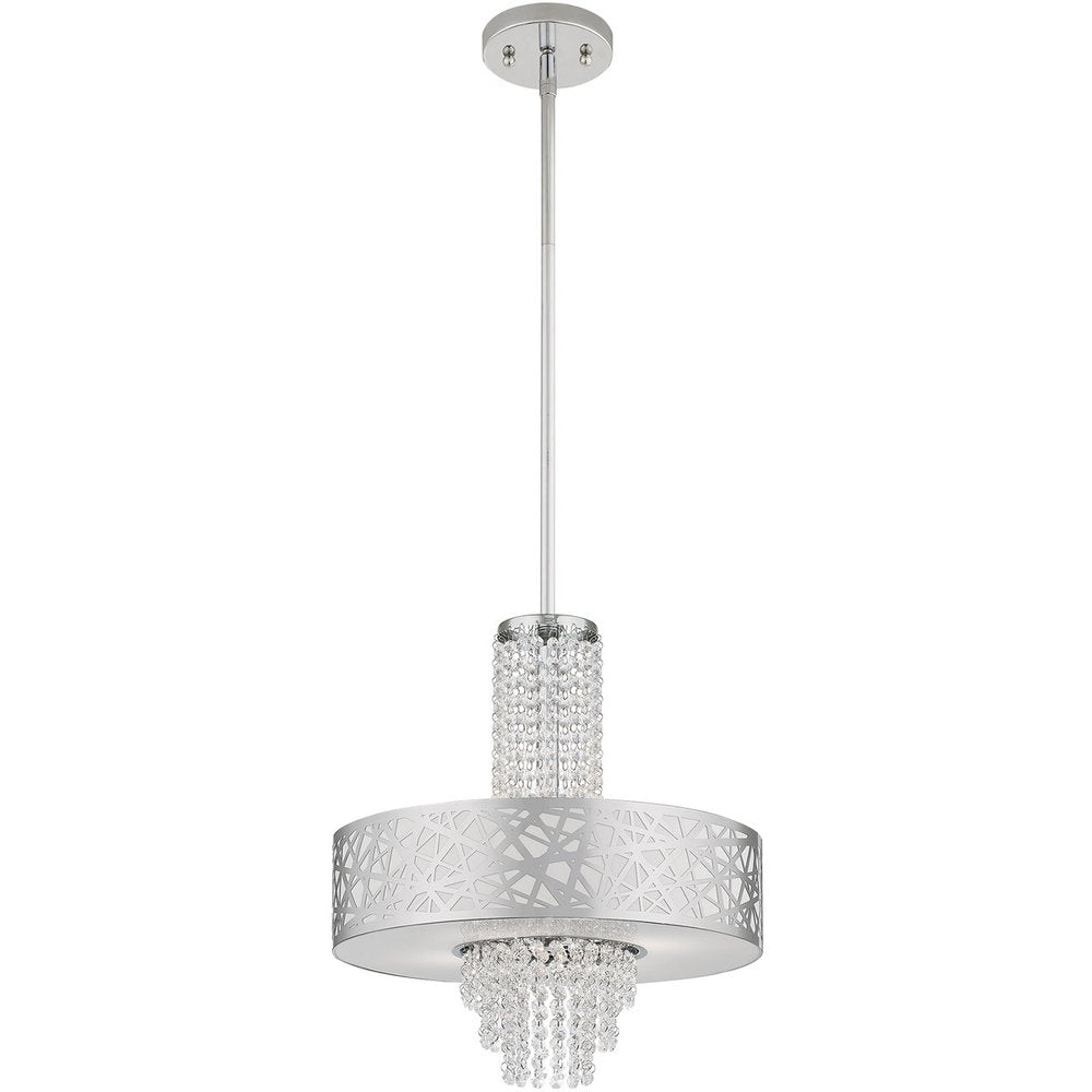 Silver Four Light Metal Dimmable Chandelier With Shades HomeRoots
