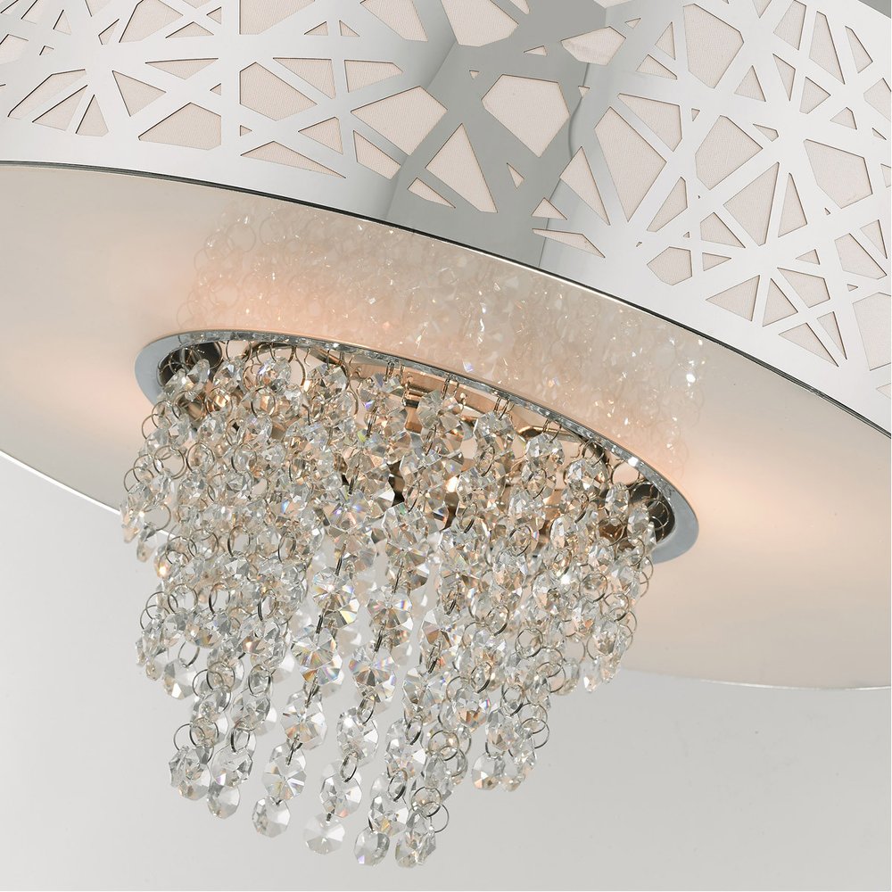 Silver Four Light Metal Dimmable Chandelier With Shades HomeRoots