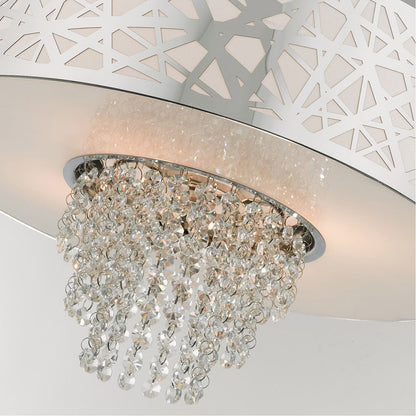 Silver Four Light Metal Dimmable Chandelier With Shades HomeRoots