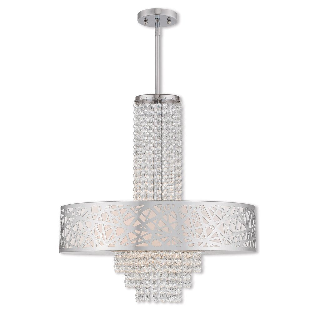 Silver Five Light Metal Dimmable Chandelier With Shades HomeRoots