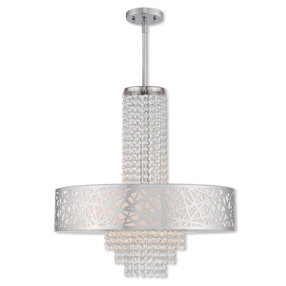 Silver Five Light Metal Dimmable Chandelier With Shades HomeRoots