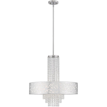 Silver Five Light Metal Dimmable Chandelier With Shades HomeRoots