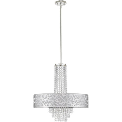 Silver Five Light Metal Dimmable Chandelier With Shades HomeRoots