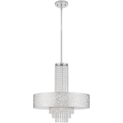 Silver Five Light Metal Dimmable Chandelier With Shades HomeRoots