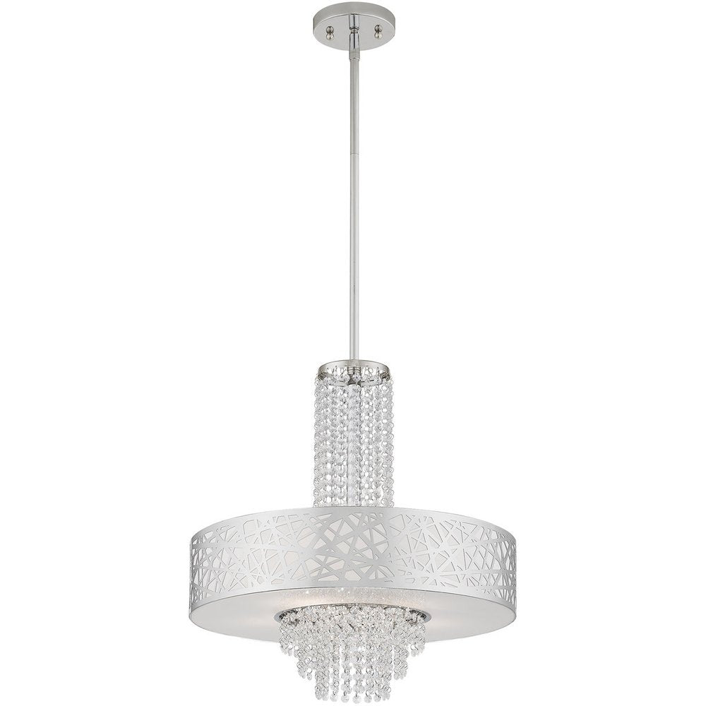 Silver Five Light Metal Dimmable Chandelier With Shades HomeRoots