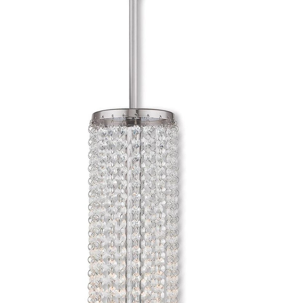 Silver Five Light Metal Dimmable Chandelier With Shades HomeRoots
