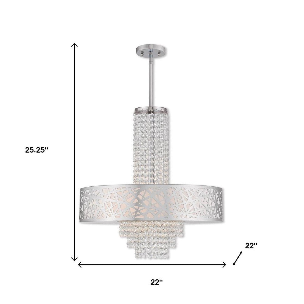 Silver Five Light Metal Dimmable Chandelier With Shades HomeRoots