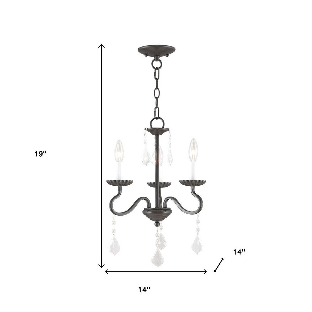 Bronze Three Light Metal Dimmable Chandelier With Shades HomeRoots