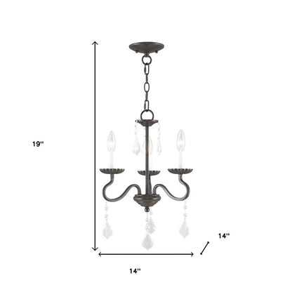 Bronze Three Light Metal Dimmable Chandelier With Shades HomeRoots
