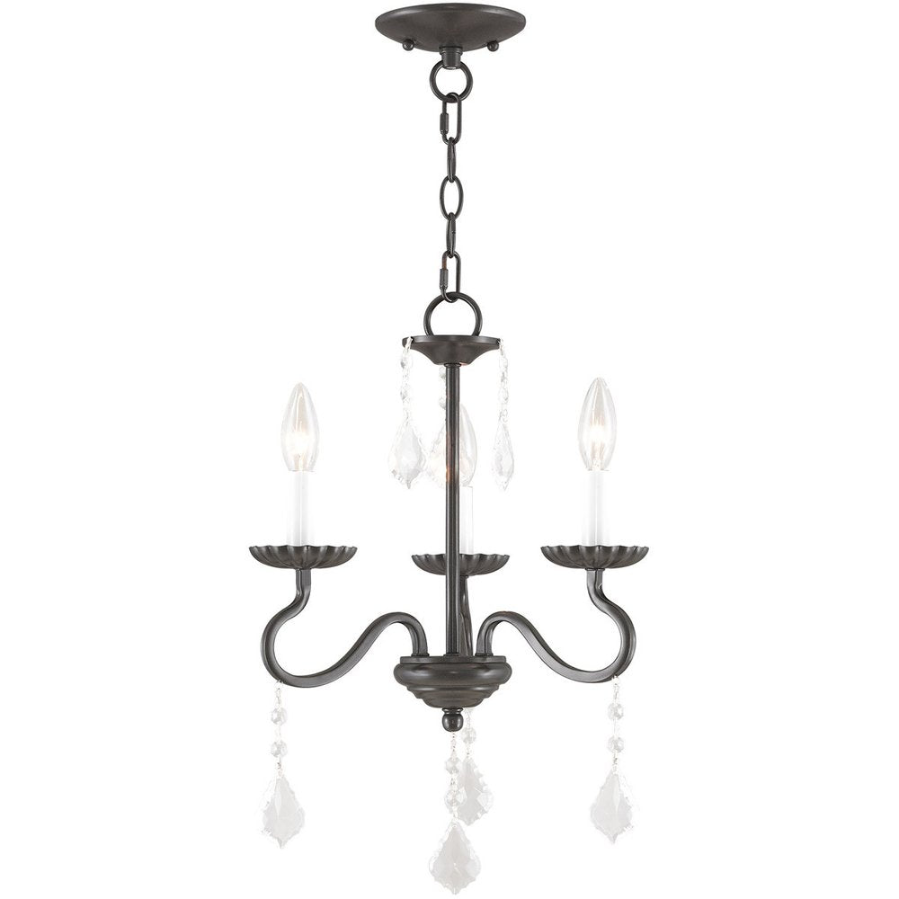 Bronze Three Light Metal Dimmable Chandelier With Shades HomeRoots