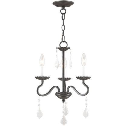 Bronze Three Light Metal Dimmable Chandelier With Shades HomeRoots