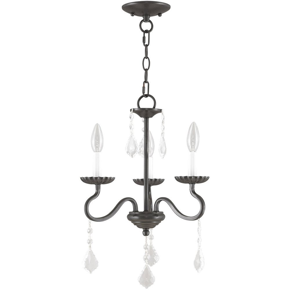 Bronze Three Light Metal Dimmable Chandelier With Shades HomeRoots