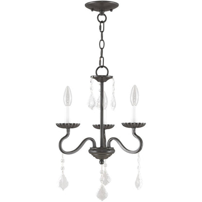 Bronze Three Light Metal Dimmable Chandelier With Shades HomeRoots